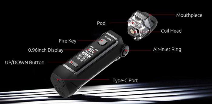 Grip Smoktech IPX 80 Full Kit 3000mAh Black Carbon Fiber