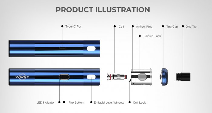 Elektronická cigareta Uwell Whirl S 1450mAh Blue