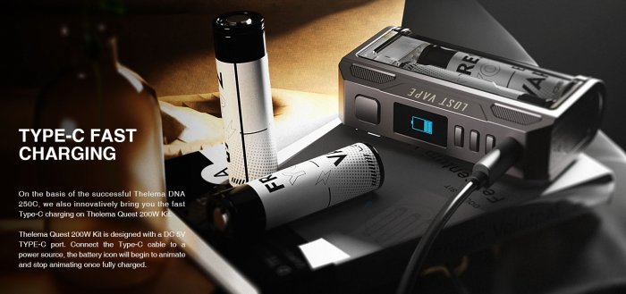 Grip Lost Vape Thelema Quest 200W Easy Kit Black Calf Leather