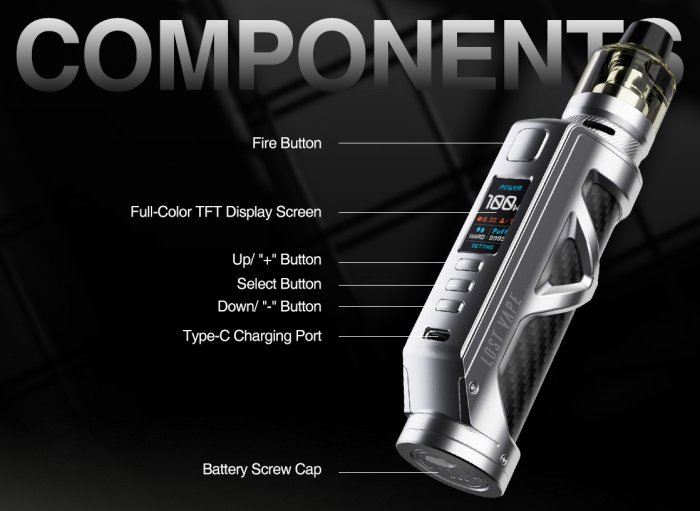 Grip Lost Vape Cyborg Quest 100W Easy Kit Matt Black Carbon Fiber