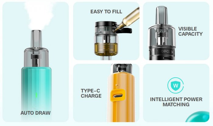 Elektronická cigareta VOOPOO DORIC Q Pod 800mAh Begonia Red