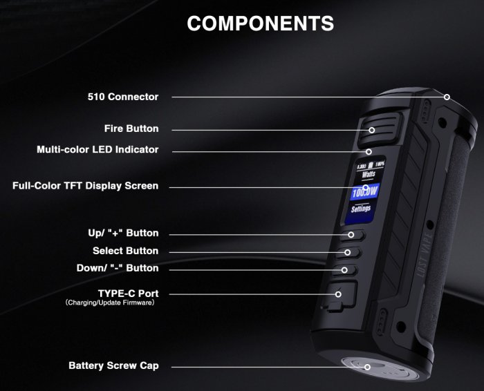 Grip Lost Vape Hyperion DNA 100C Box Easy Kit Black Calf Leather