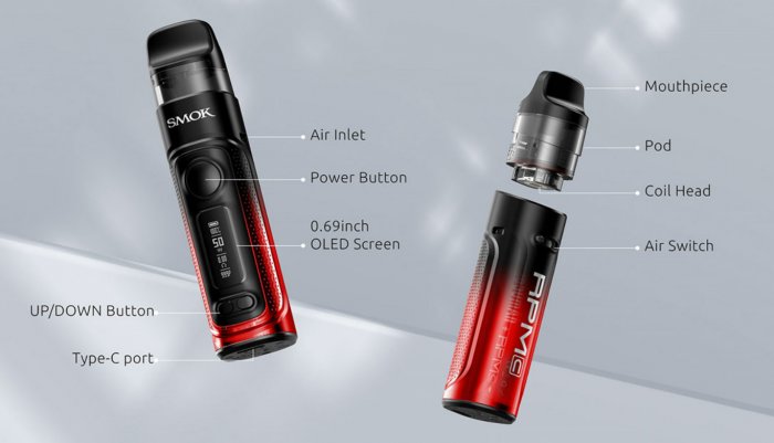 Grip Smoktech RPM C 50W Full Kit 1650mAh Transparent Red