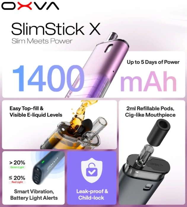 Elektronická cigareta OXVA SLIMSTICK X 1400mAh Pink