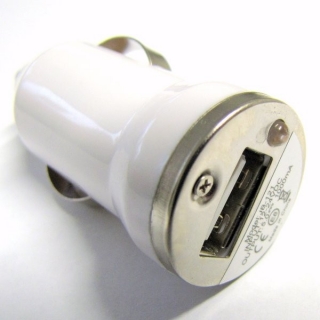 USB mini nabíječka do auta - bílá