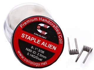 Předmotané žhavící spirálky Coilology Staple Alien Ni80 0,14ohm / 2ks+vata