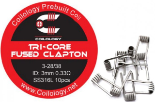 Předmotané žhavící spirálky Coilology Tri-Core Fused Clapton SS316 0,33ohm / 10ks