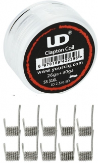 Předmotané žhavící spirálky UD Clapton SS316 - 10ks