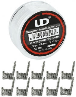 Předmotané žhavící spirálky UD Staggered Fused Clapton Ribbon SS316 - 10ks
