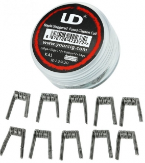 Předmotané žhavící spirálky UD Staple Staggered Fused Clapton KA1 - 10ks