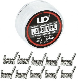 Předmotané žhavící spirálky UD Twisted Fused Clapton SS316 - 10ks